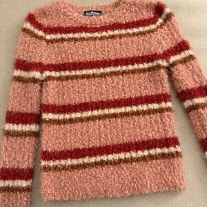 Freshman 1996 Fuzzy Striped Pink Long Sleeve Sweater Too Size Small